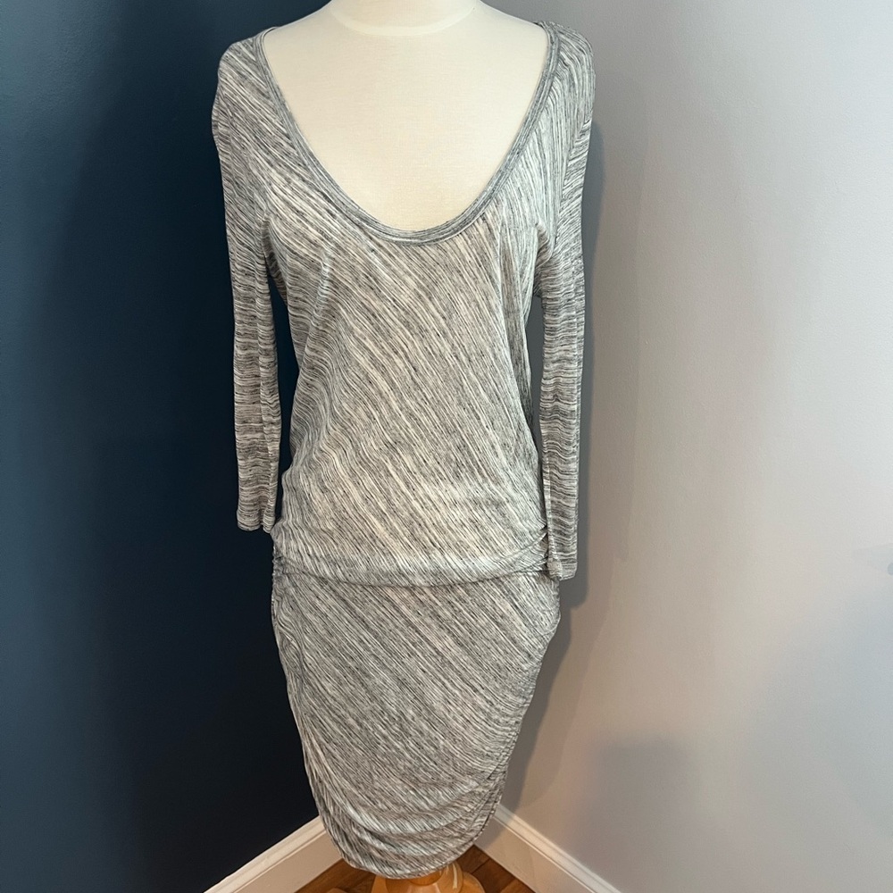 Soft Joie Gray Ruched Bodycon Midi Dress M/L